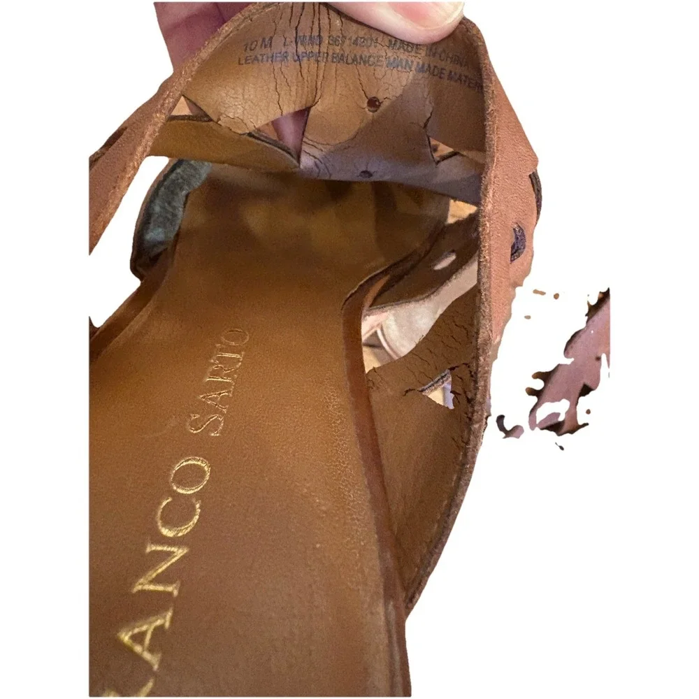 Franco sarto Slip-on Platform Sandals Size 10 Brown Leather‎ Summer Casual